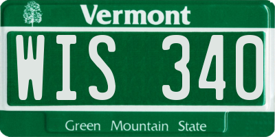 VT license plate WIS340