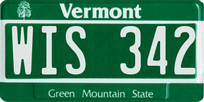 VT license plate WIS342