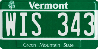 VT license plate WIS343