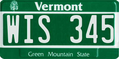 VT license plate WIS345