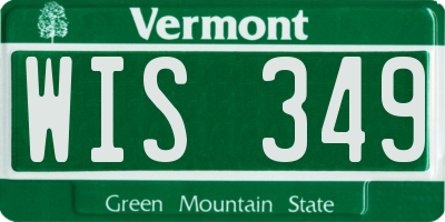 VT license plate WIS349
