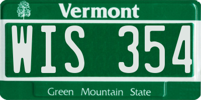 VT license plate WIS354