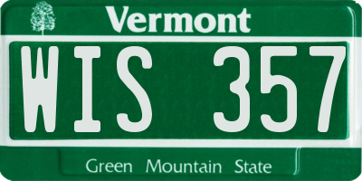 VT license plate WIS357