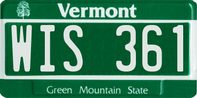 VT license plate WIS361