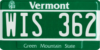 VT license plate WIS362