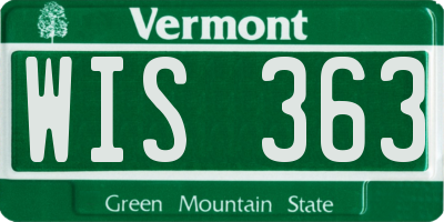 VT license plate WIS363