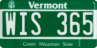 VT license plate WIS365