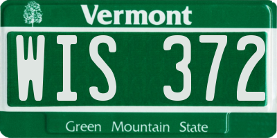 VT license plate WIS372