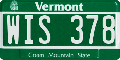 VT license plate WIS378