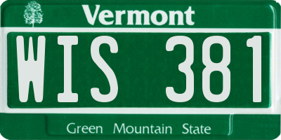 VT license plate WIS381