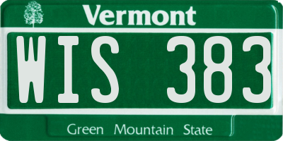 VT license plate WIS383