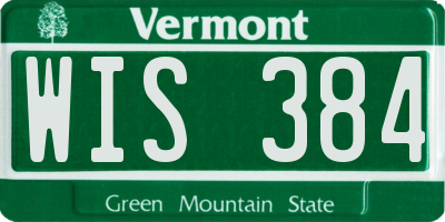 VT license plate WIS384