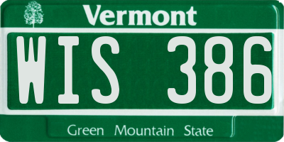 VT license plate WIS386