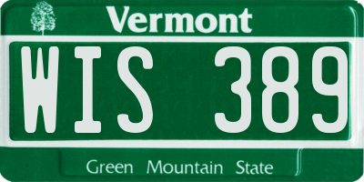 VT license plate WIS389
