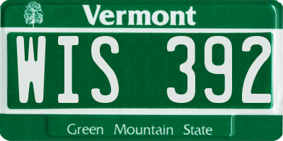 VT license plate WIS392