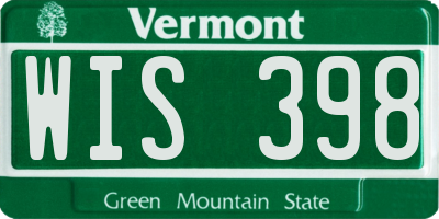 VT license plate WIS398
