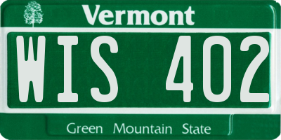 VT license plate WIS402