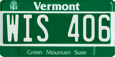 VT license plate WIS406