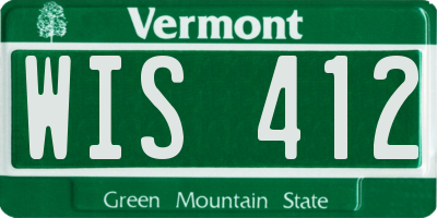 VT license plate WIS412