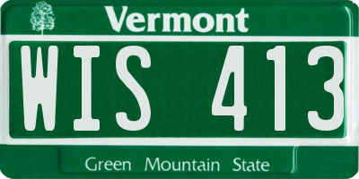 VT license plate WIS413