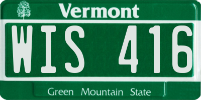 VT license plate WIS416