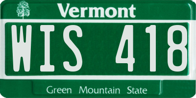 VT license plate WIS418