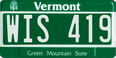 VT license plate WIS419