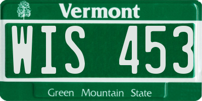 VT license plate WIS453