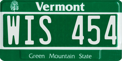 VT license plate WIS454