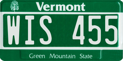 VT license plate WIS455