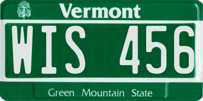VT license plate WIS456