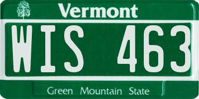 VT license plate WIS463