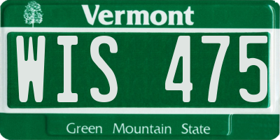 VT license plate WIS475