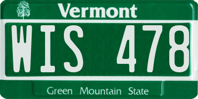 VT license plate WIS478