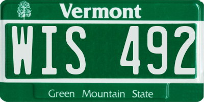 VT license plate WIS492