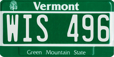 VT license plate WIS496