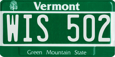 VT license plate WIS502