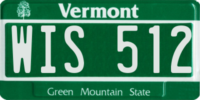 VT license plate WIS512