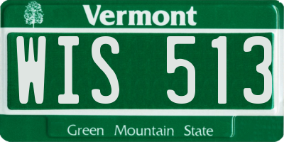 VT license plate WIS513