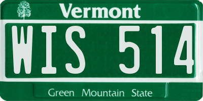 VT license plate WIS514
