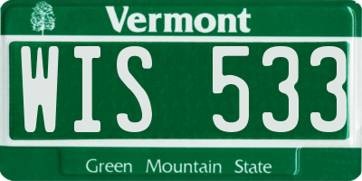VT license plate WIS533