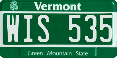 VT license plate WIS535