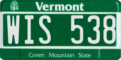 VT license plate WIS538