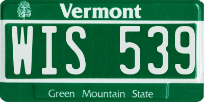 VT license plate WIS539