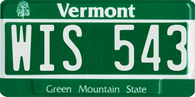 VT license plate WIS543