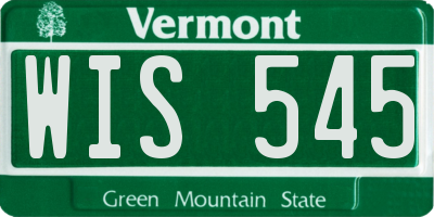 VT license plate WIS545