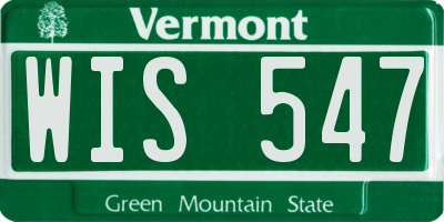 VT license plate WIS547