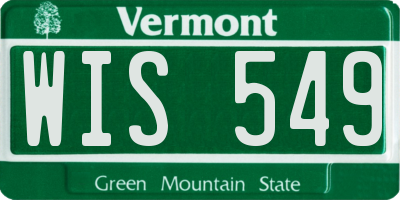 VT license plate WIS549