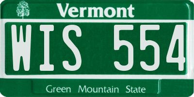 VT license plate WIS554