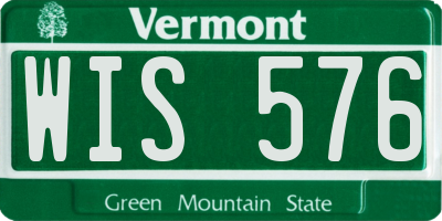 VT license plate WIS576